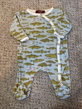 Milkbarn Fish Print One Piece Outfit Size 0-3 | boutique | fishing | cozy